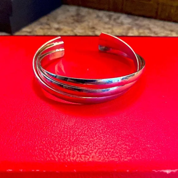Sleek Silver Tone Cuff Bracelet - Picture 2 of 3